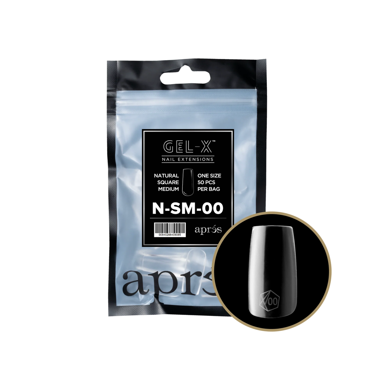 TIPS REFILL BAGS | APRES GEL-X | NATURAL SQUARE MEDIUM (50pcs)
