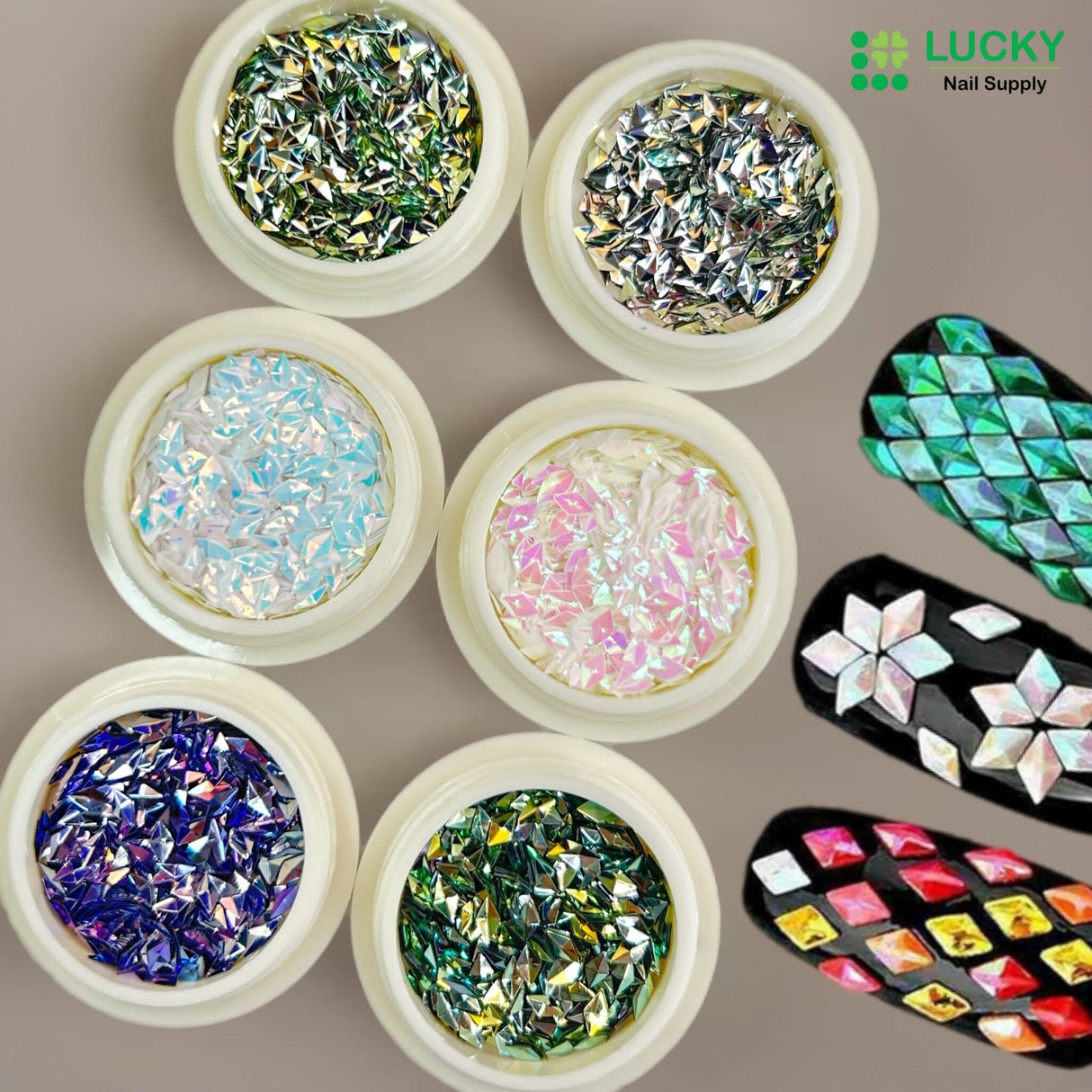 NAIL ART DESIGN | 3D DIAMOND SEQUIN LAZER