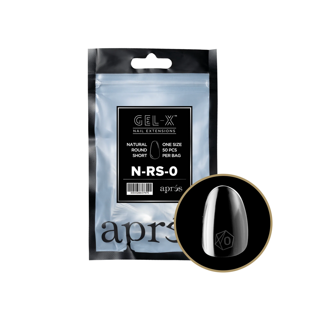 TIPS REFILL BAGS | APRES GEL-X | NATURAL ROUND SHORT (50pcs)