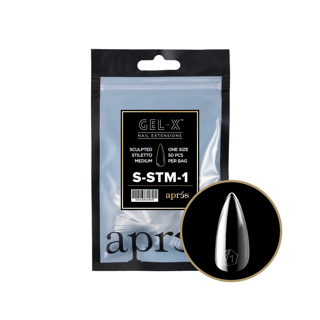 TIPS REFILL BAGS | APRES GEL-X | SCULPTED STILETTO MEDIUM (50pcs)