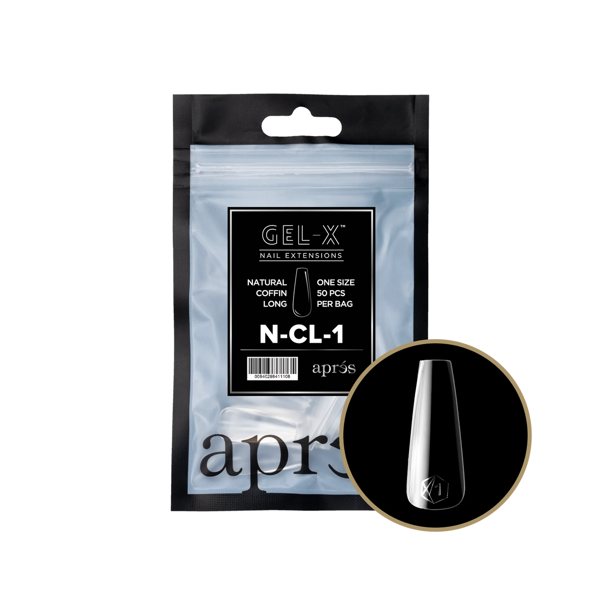 TIPS REFILL BAGS | APRES GEL-X | NATURAL COFFIN LONG (50pcs)