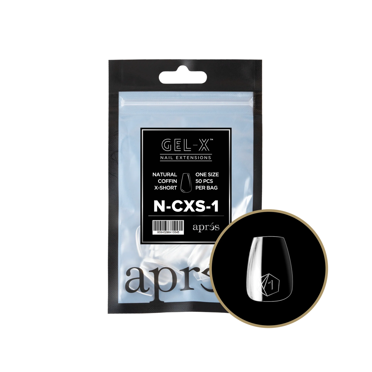 TIPS REFILL BAGS | APRES GEL-X | NATURAL COFFIN X-SHORT (50pcs)