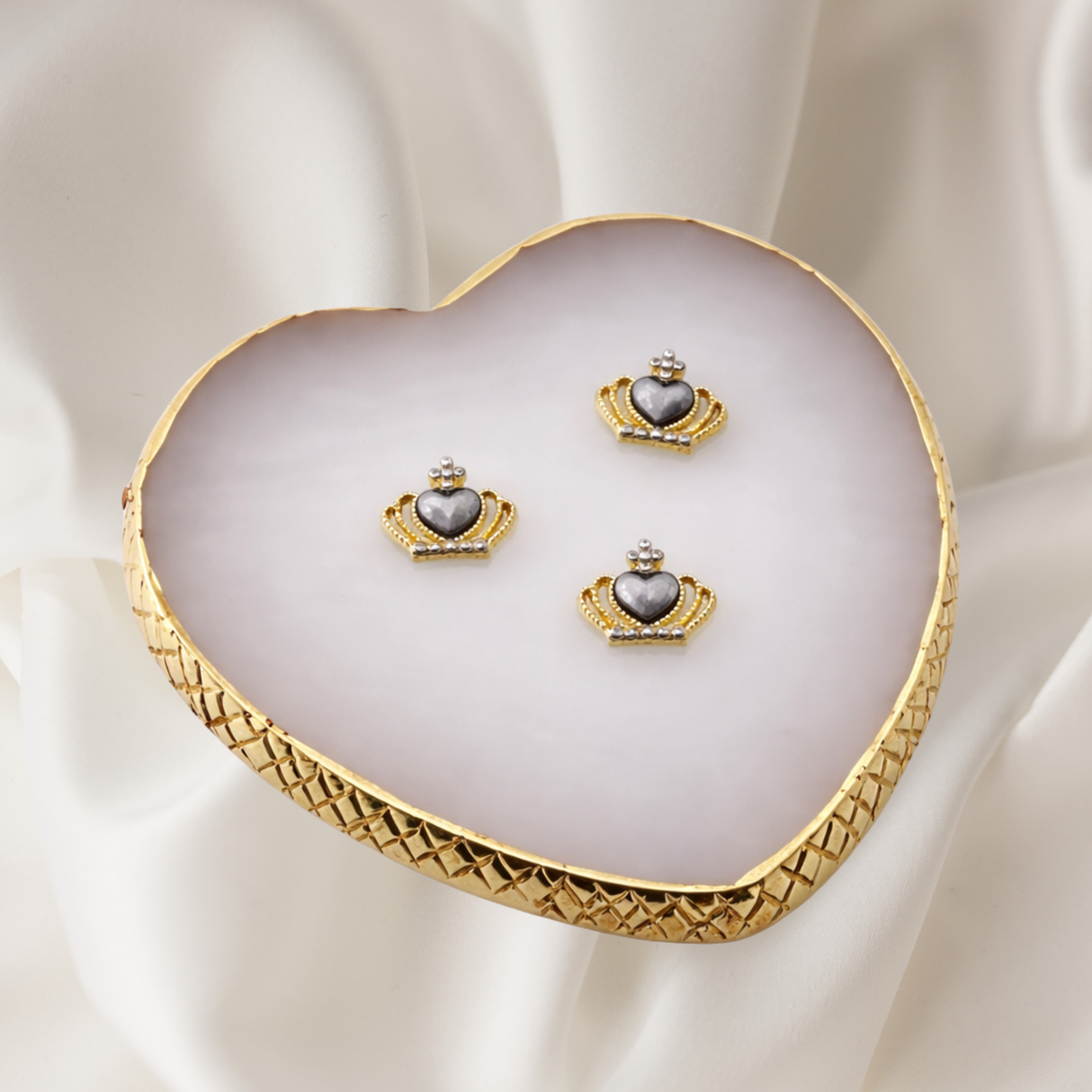 HEART CROSS NAIL CHARM | GOLD - 10 PCS