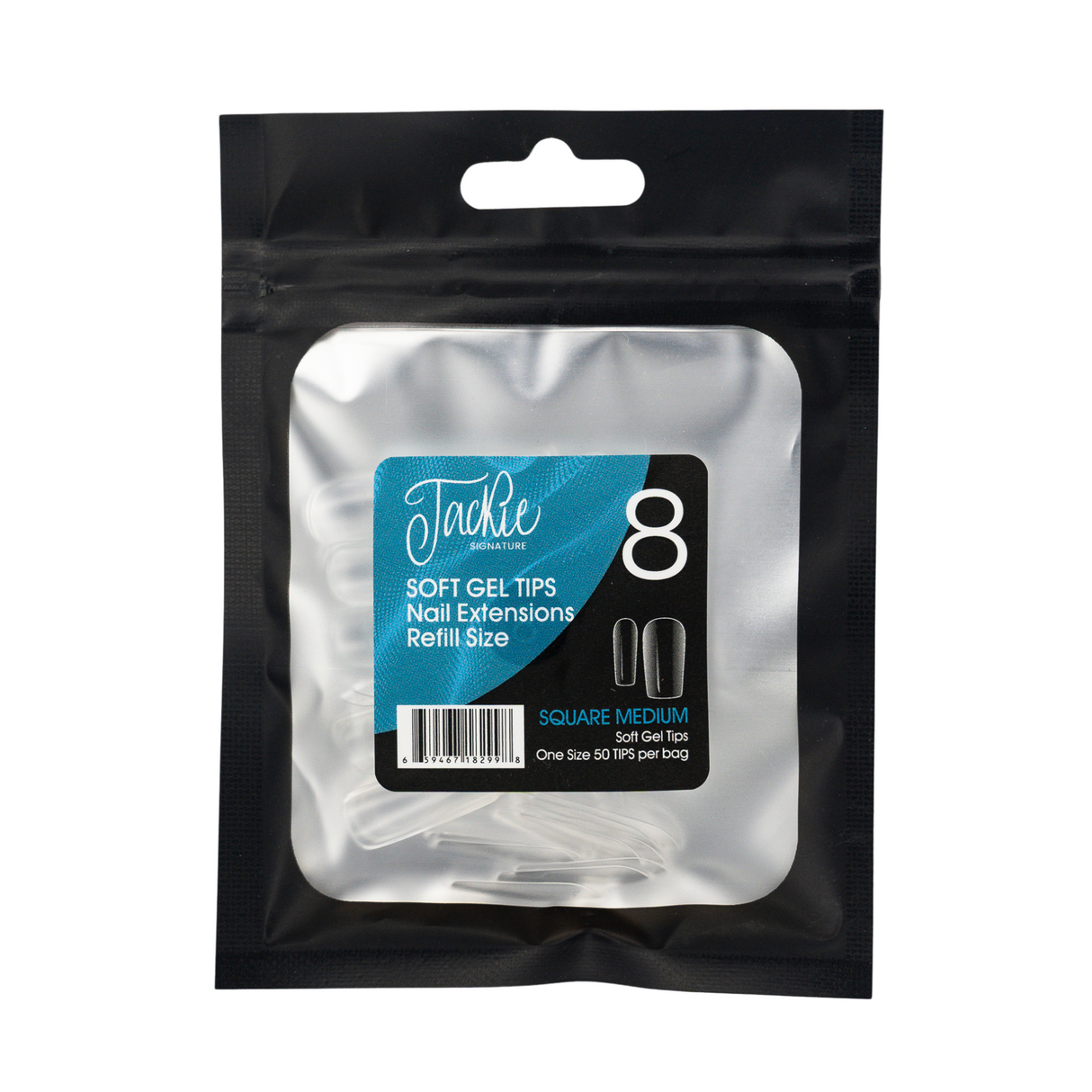 JACKIE SIGNATURE | SOFT GEL TIPS REFILL BAGS - SQUARE MEDIUM (50pcs)