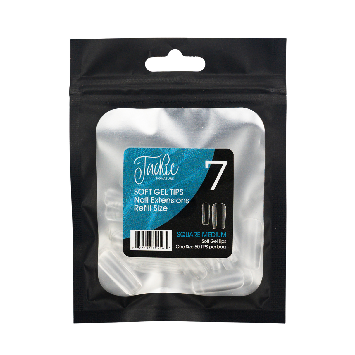 JACKIE SIGNATURE | SOFT GEL TIPS REFILL BAGS - SQUARE MEDIUM (50pcs)