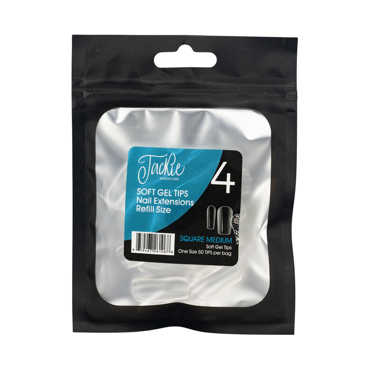 JACKIE SIGNATURE | SOFT GEL TIPS REFILL BAGS - SQUARE MEDIUM (50pcs)