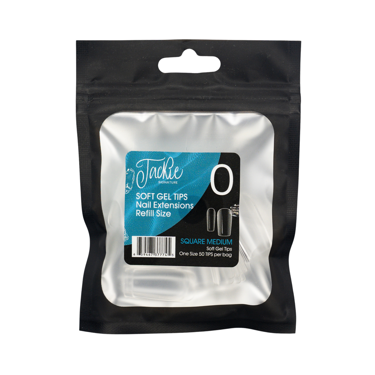 JACKIE SIGNATURE | SOFT GEL TIPS REFILL BAGS - SQUARE MEDIUM (50pcs) #0