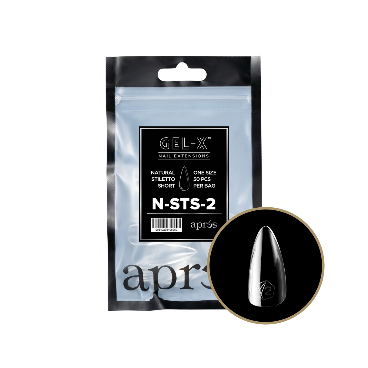 TIPS REFILL BAGS | APRES GEL-X | NATURAL STILETTO SHORT (50pcs)