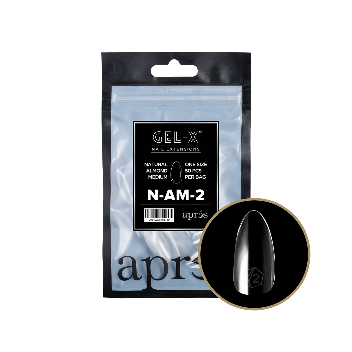 TIPS BAG REFILL | APRES GEL-X | NATURAL ALMOND MEDIUM (50pcs)