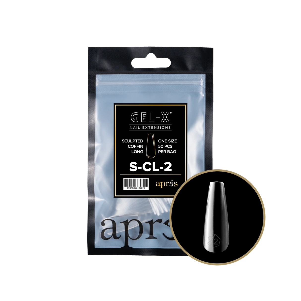 TIPS REFILL BAGS | APRES GEL-X | SCULPTED COFFIN LONG (50pcs)