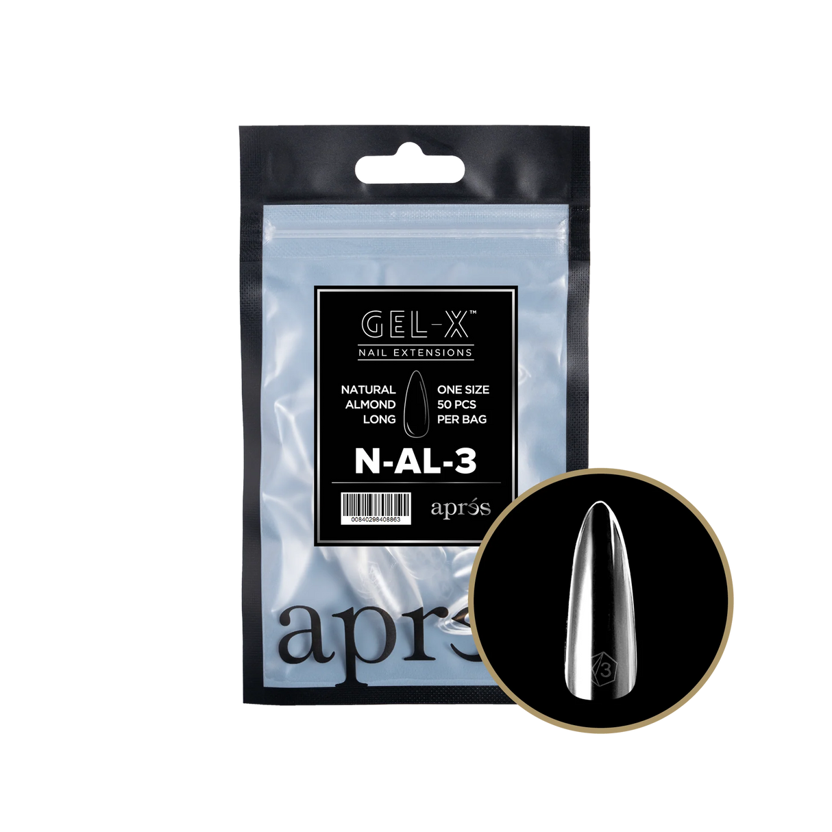TIPS BAG REFILL | APRES GEL-X | NATURAL ALMOND LONG (50pcs)