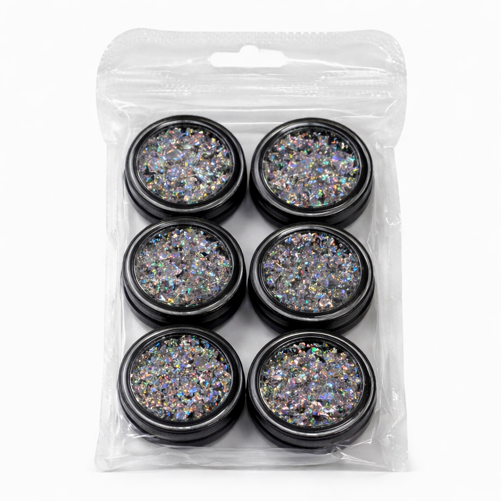CHROME FLAKE DESIGN - 6 JARS