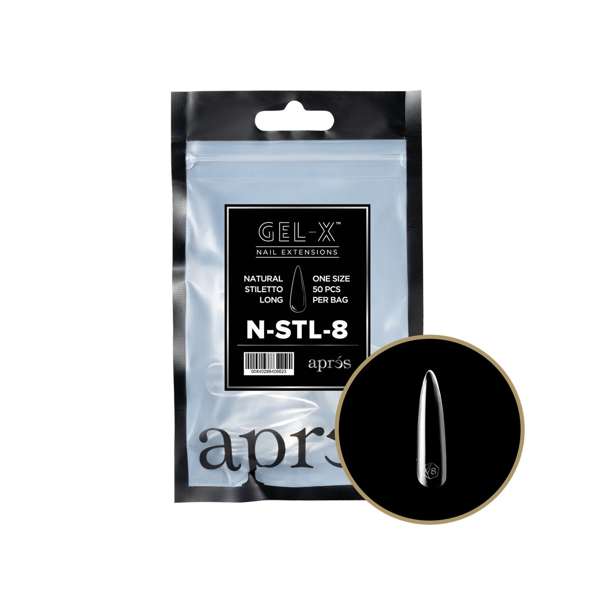 TIPS REFILL BAGS | APRES GEL-X | NATURAL STILETTO LONG (50pcs)