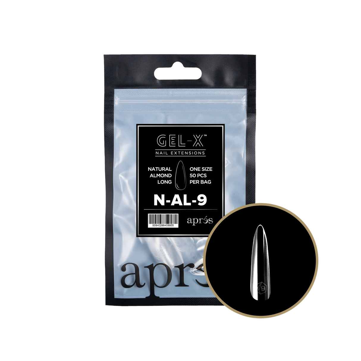 TIPS BAG REFILL | APRES GEL-X | NATURAL ALMOND LONG (50pcs)