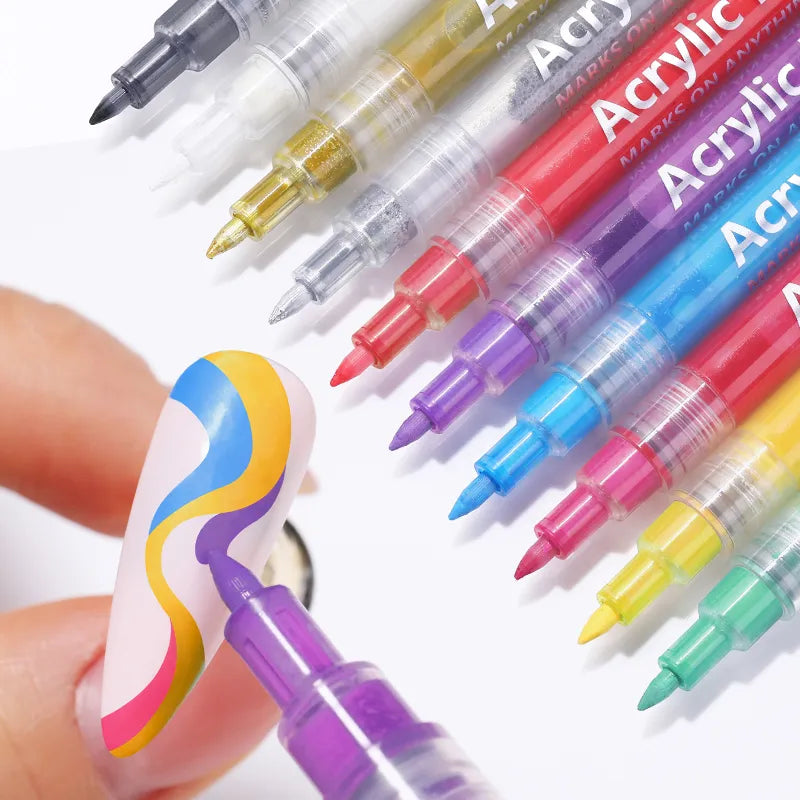 ACRYLIC PAINT | NAIL ART PEN - PACK OF 12