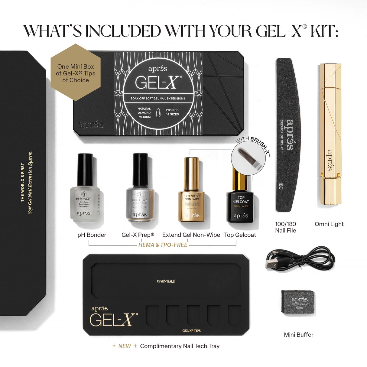 APRES | GEL-X® NAIL EXTENSION KIT ( NATURAL ALMOND MEDIUM)