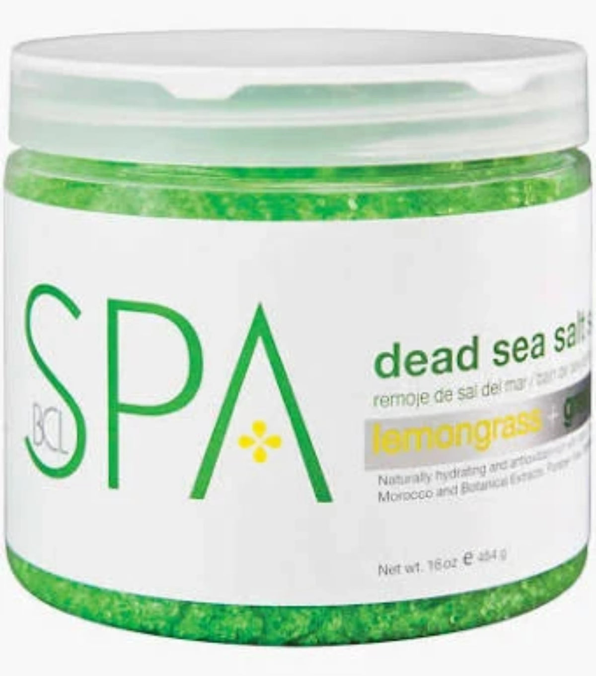 BCL SPA | DEAD SEA SALT SOAK 16 OZ | LEMONGRASS + GREEN TEA