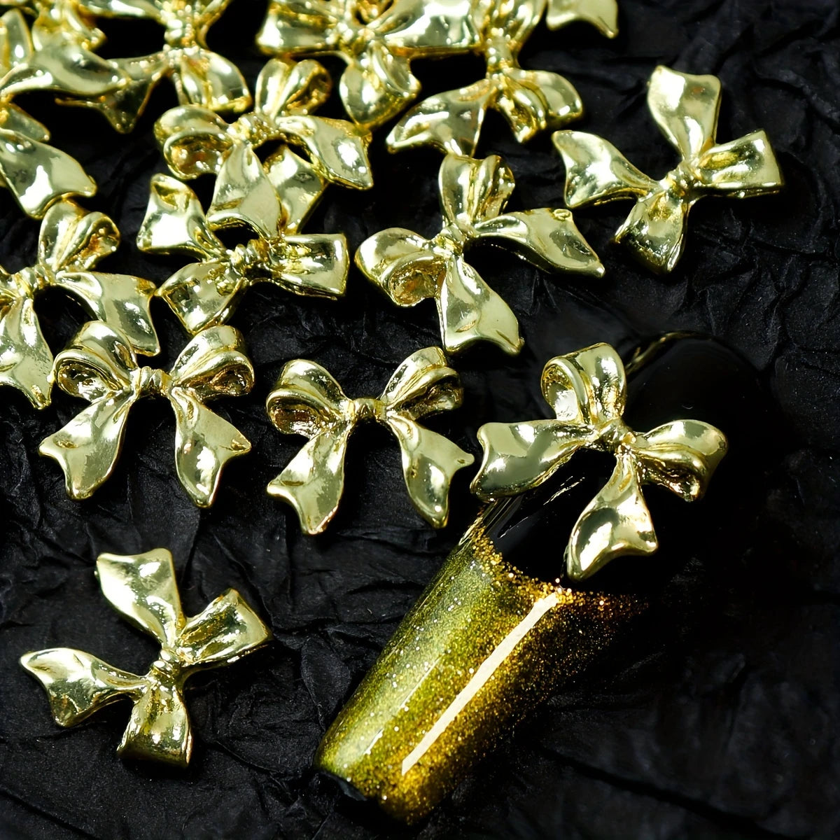 NAIL CHARM | LONG TAIL METAL BOW | GOLD - Bag of 50 pcs