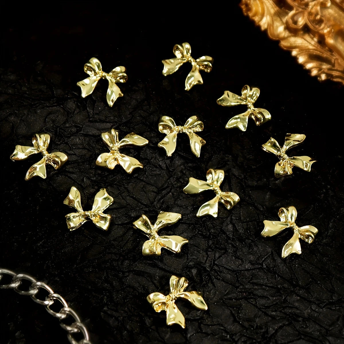 NAIL CHARM | LONG TAIL METAL BOW | GOLD - Bag of 50 pcs