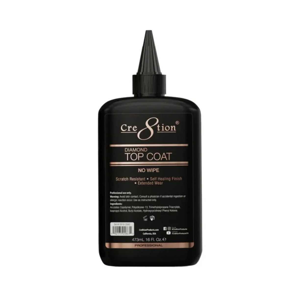 CRE8TION | SOAK OFF GEL | DIAMOND TOP COAT - REFILL 16 OZ