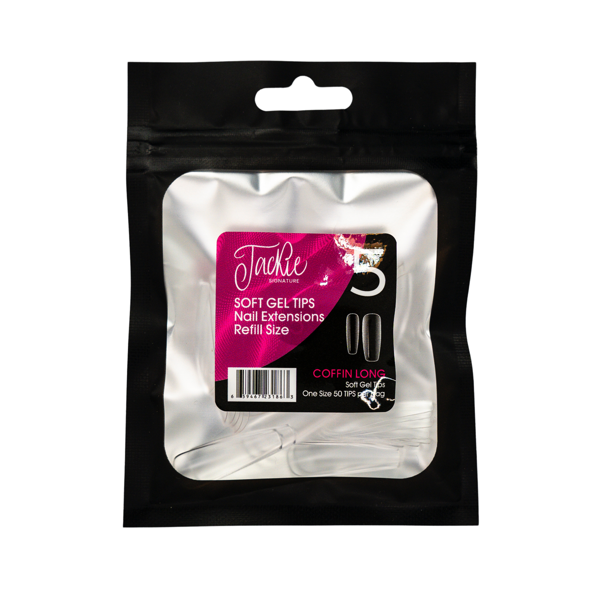JACKIE SIGNATURE | SOFT GEL TIPS REFILL BAGS - COFFIN LONG (50pcs)