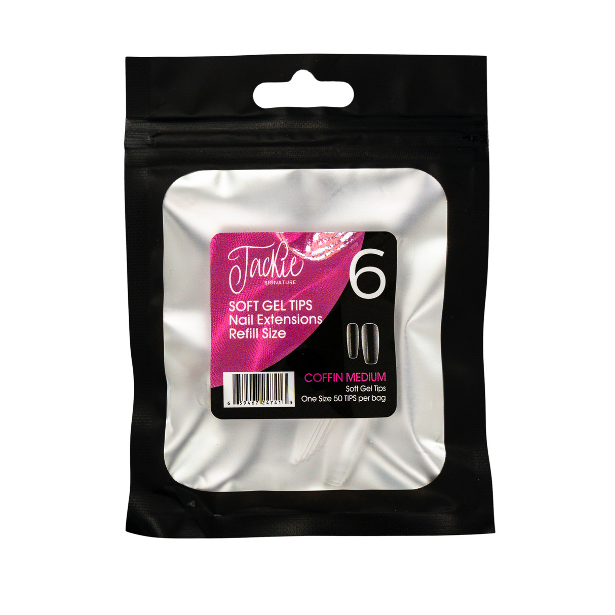 JACKIE SIGNATURE | SOFT GEL TIPS REFILL BAGS - COFFIN MEDIUM (50pcs) #6