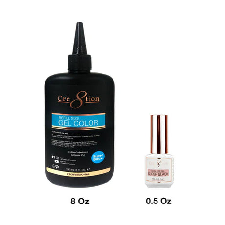 CRE8TION | SOAK OFF GEL - SUPER BLACK (Refill - 8oz)