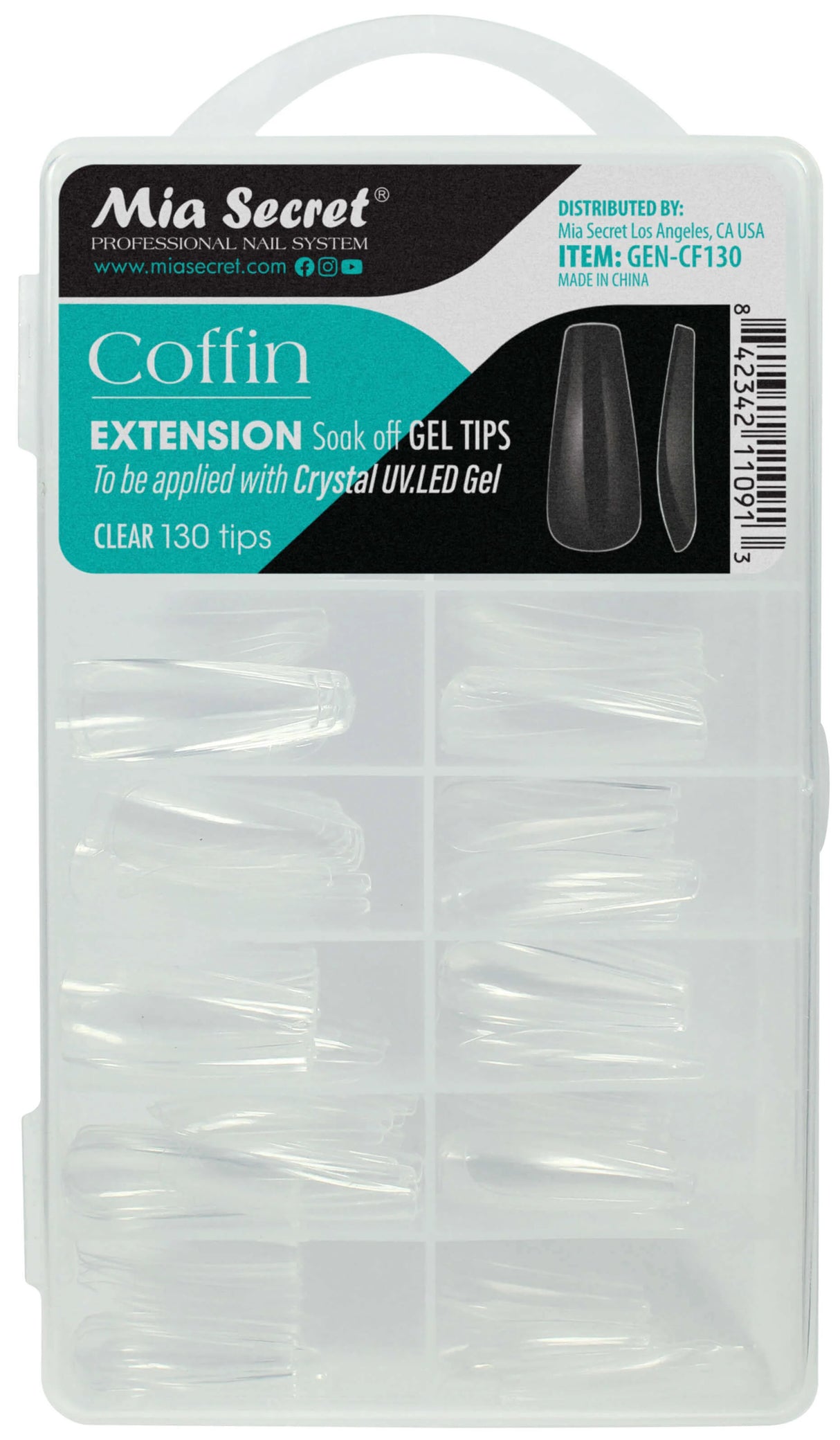 MIA SECRET | GEL TIPS COFFIN CLEAR 130 TIPS