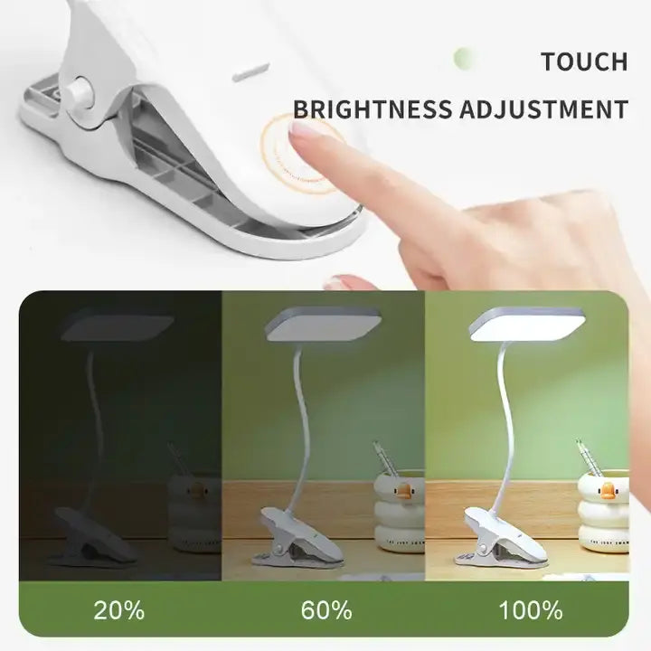 CLIP ON LIGHT USB TABLE LAMP 3 COLOR MODES