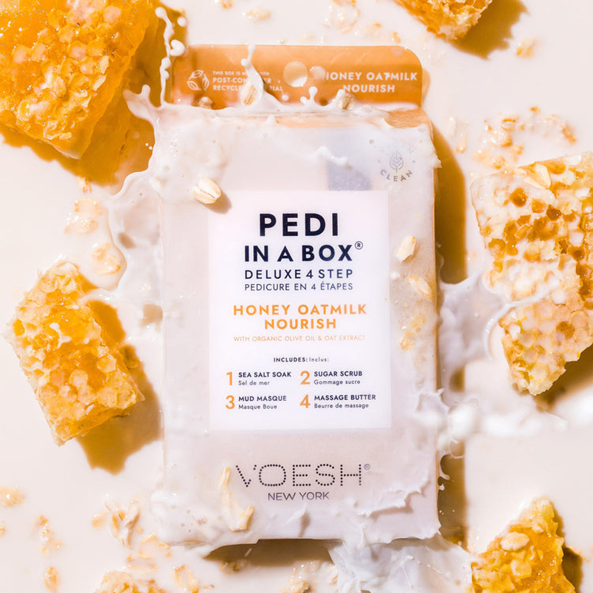 VOESH | PEDI IN A BOX | 4 STEP - HONEY OATMILK NOURISH - Single