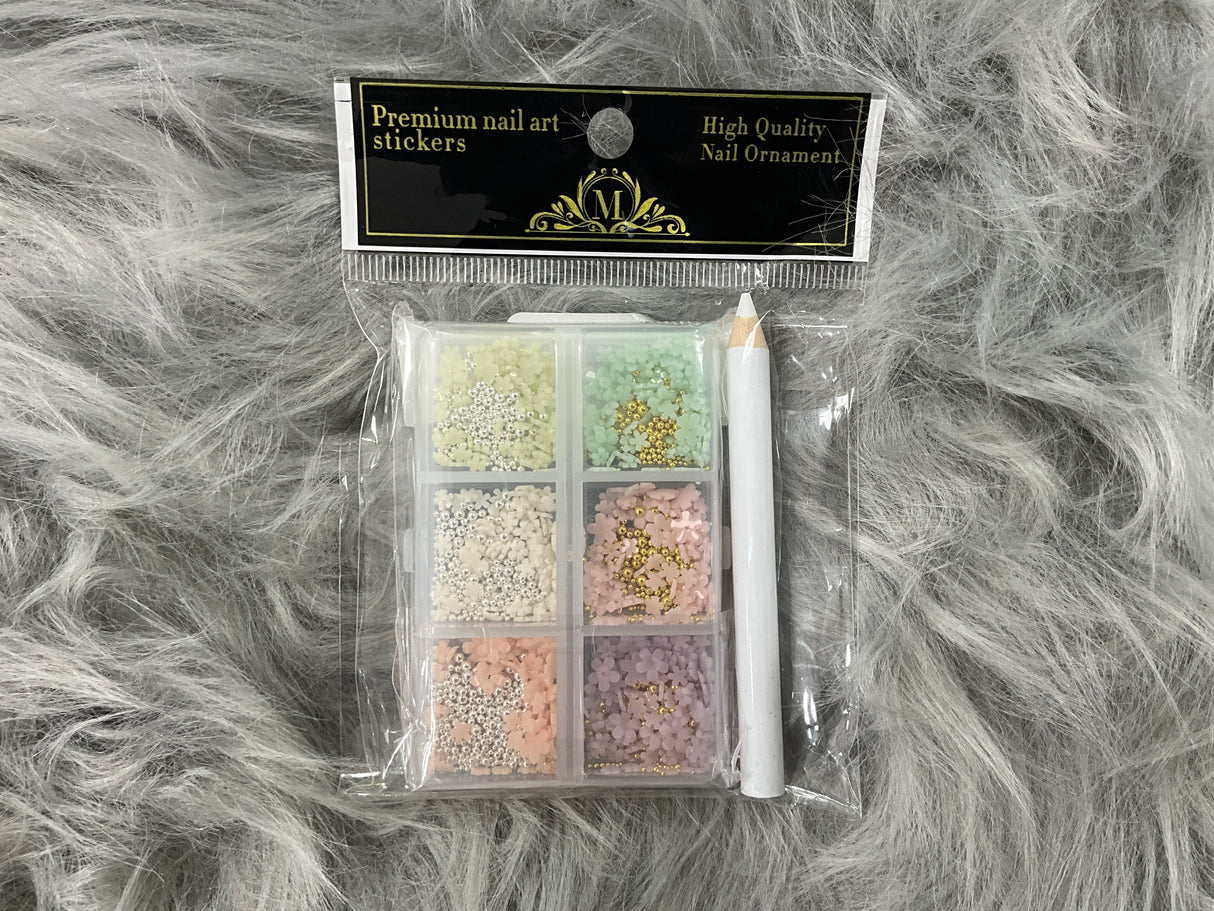 NAIL CHARM | 3D FLOWERS - Tray of 6 grid