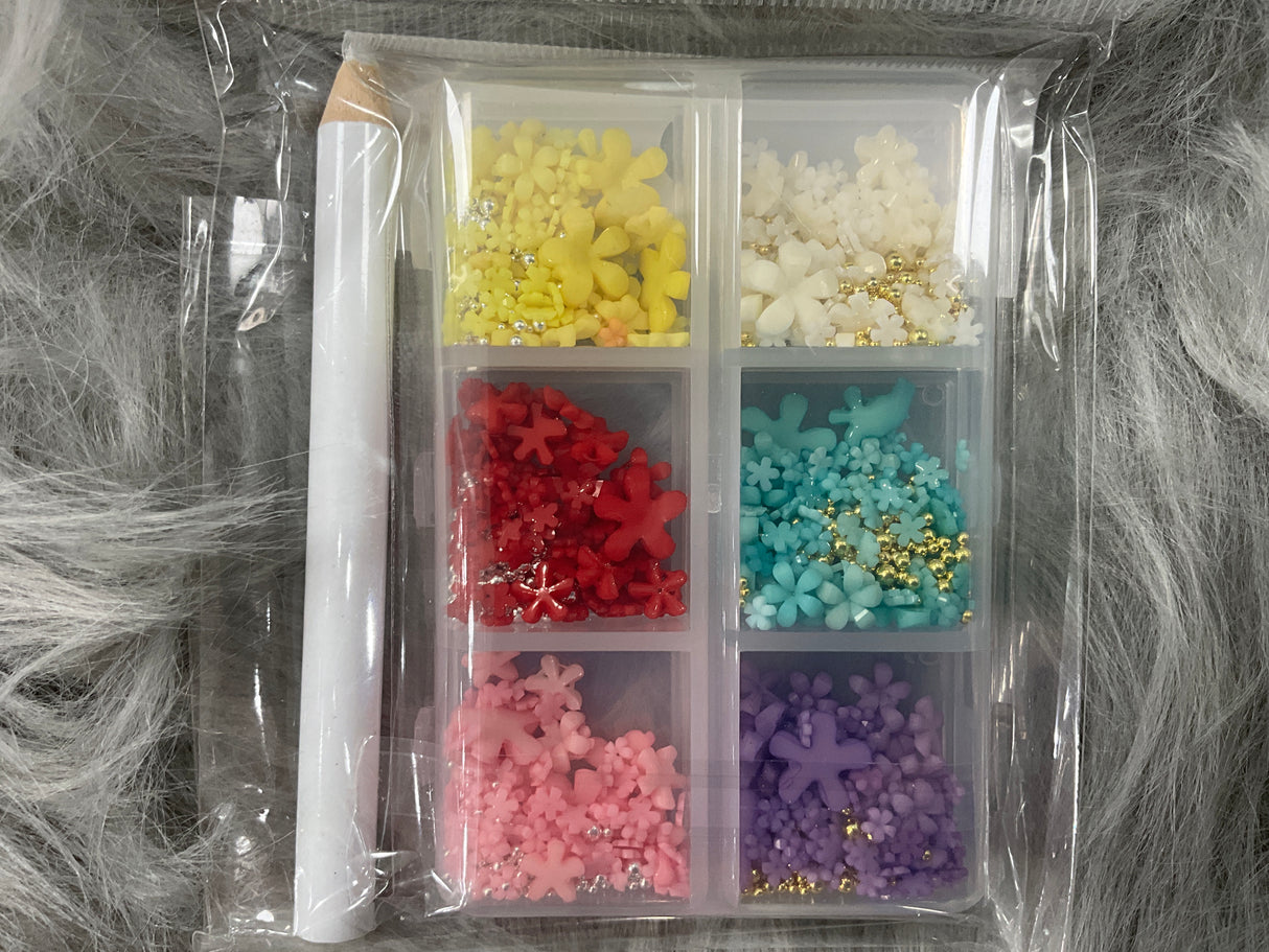 NAIL CHARM | 3D FLOWERS - Tray of 6 grid