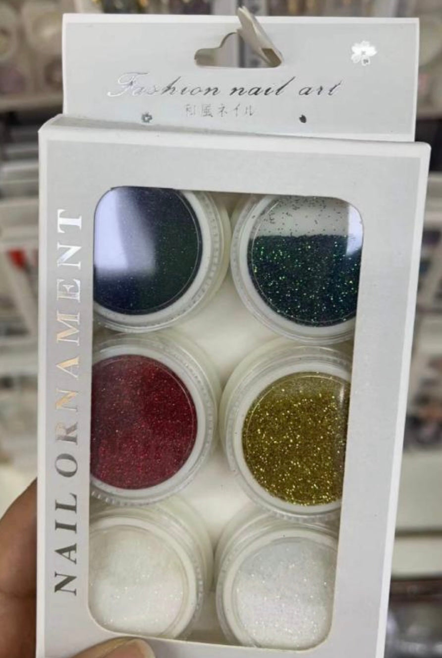 NAIL GLITTER | ULTRA FINE - STYLE 01 | PACK OF 6
