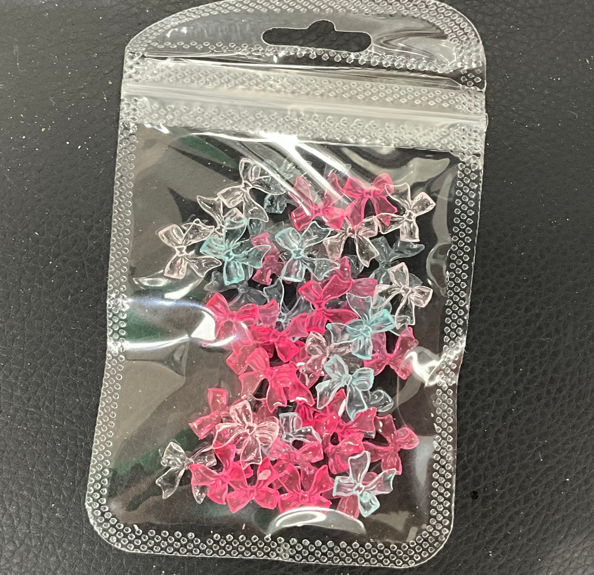 PINK- BLUE MIX LONG TAIL BOW BAG