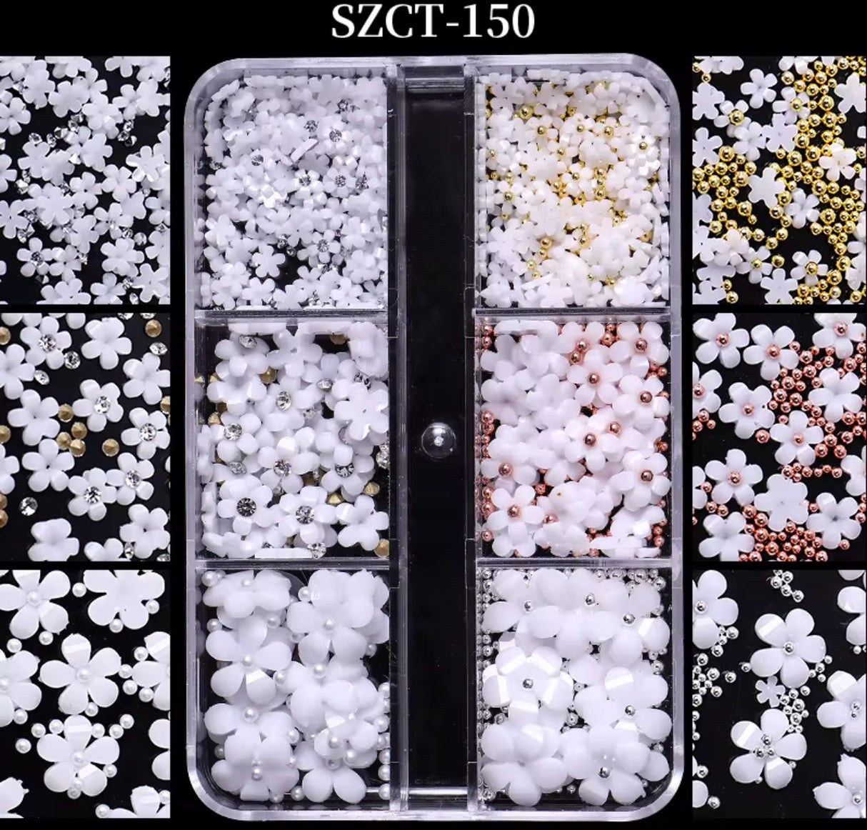 NAIL CHARM | 3D FLOWERS - Tray of 6 grid