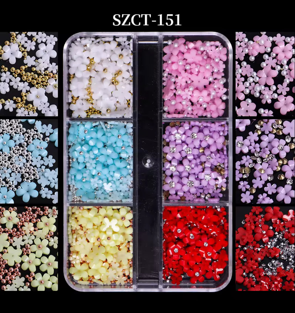 NAIL CHARM | 3D FLOWERS - Tray of 6 grid