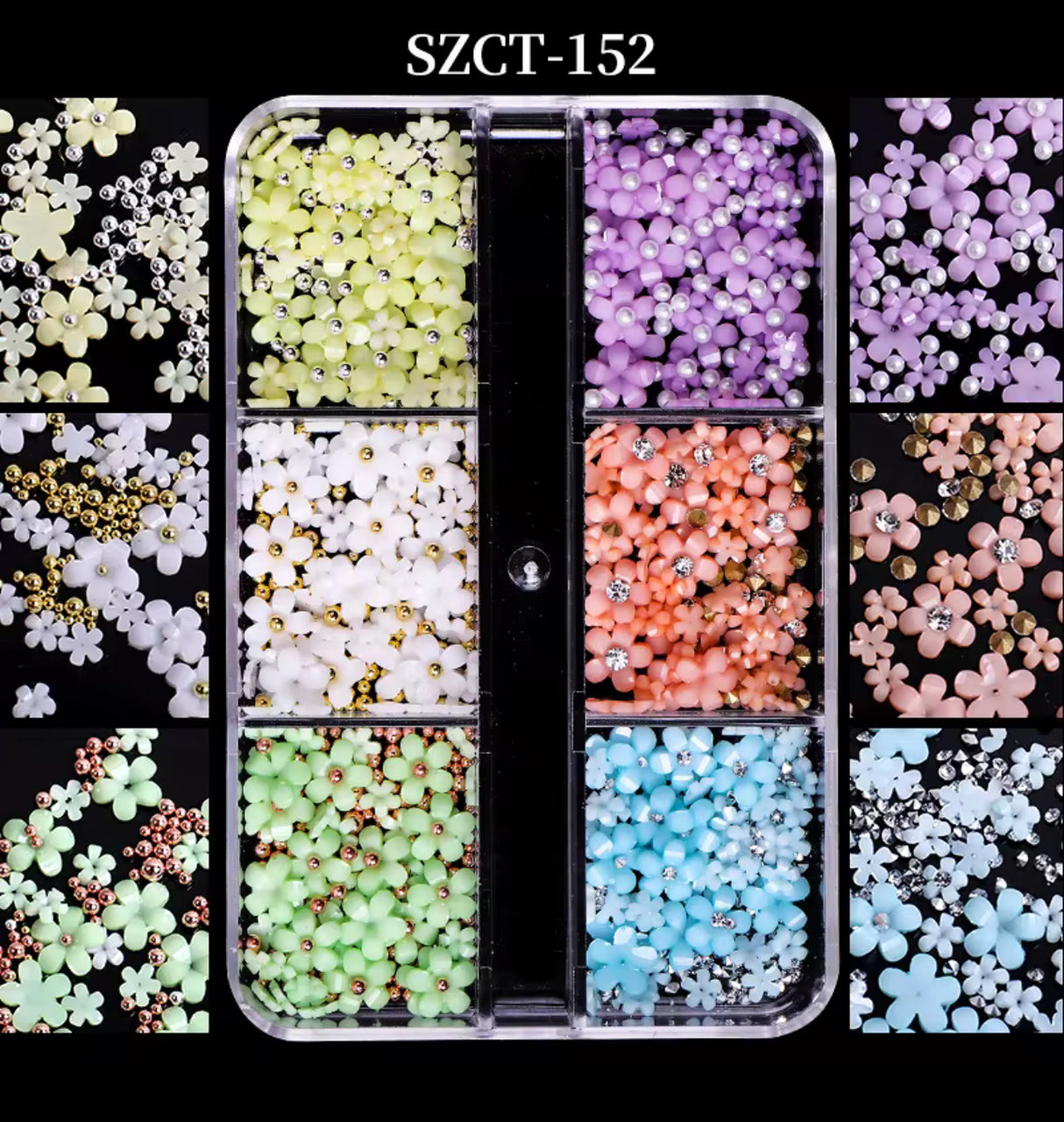 NAIL CHARM | 3D FLOWERS - Tray of 6 grid