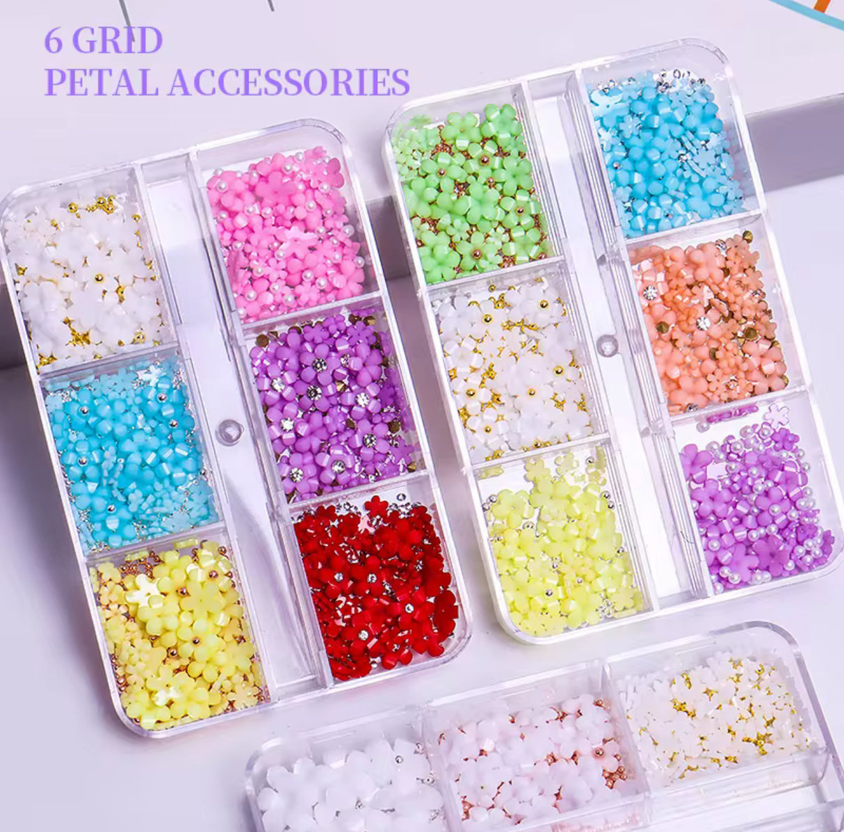 NAIL CHARM | 3D FLOWERS - Tray of 6 grid