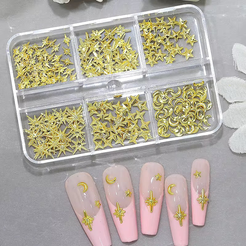 NAIL CHARM | GOLD MOON & STAR | 6 STYLE