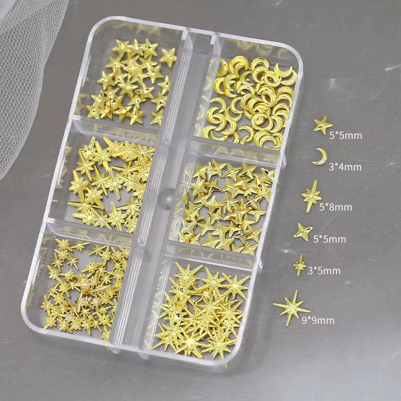 NAIL CHARM | GOLD MOON & STAR | 6 STYLE