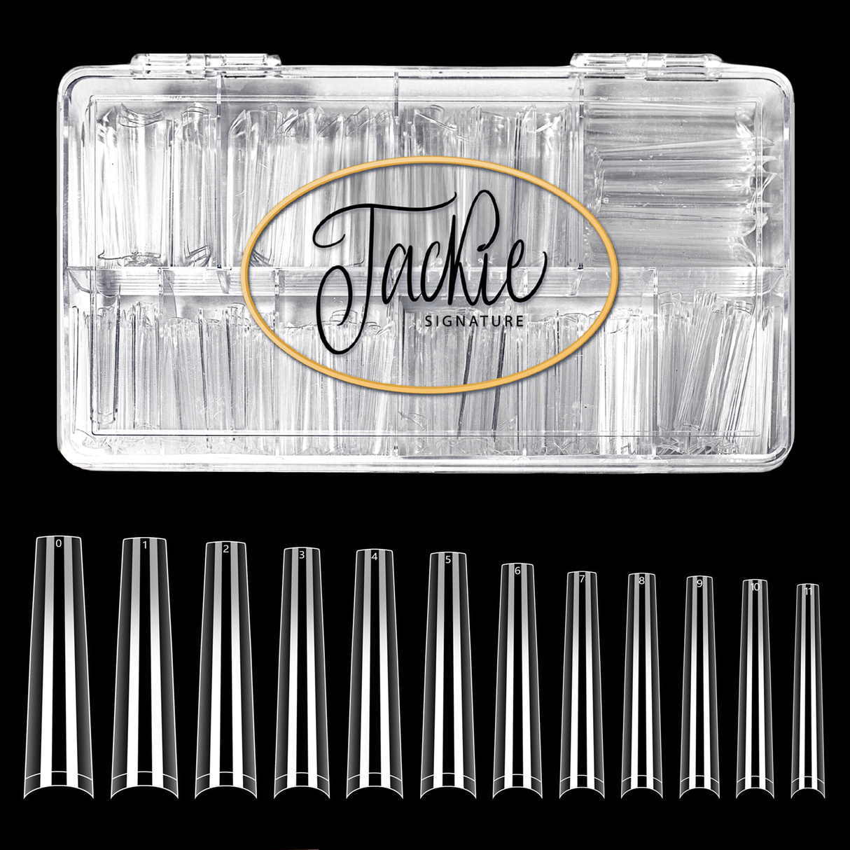 JACKIE SIGNATURE | NO C-CURVE NAIL TIP - CLEAR COFFIN XXL