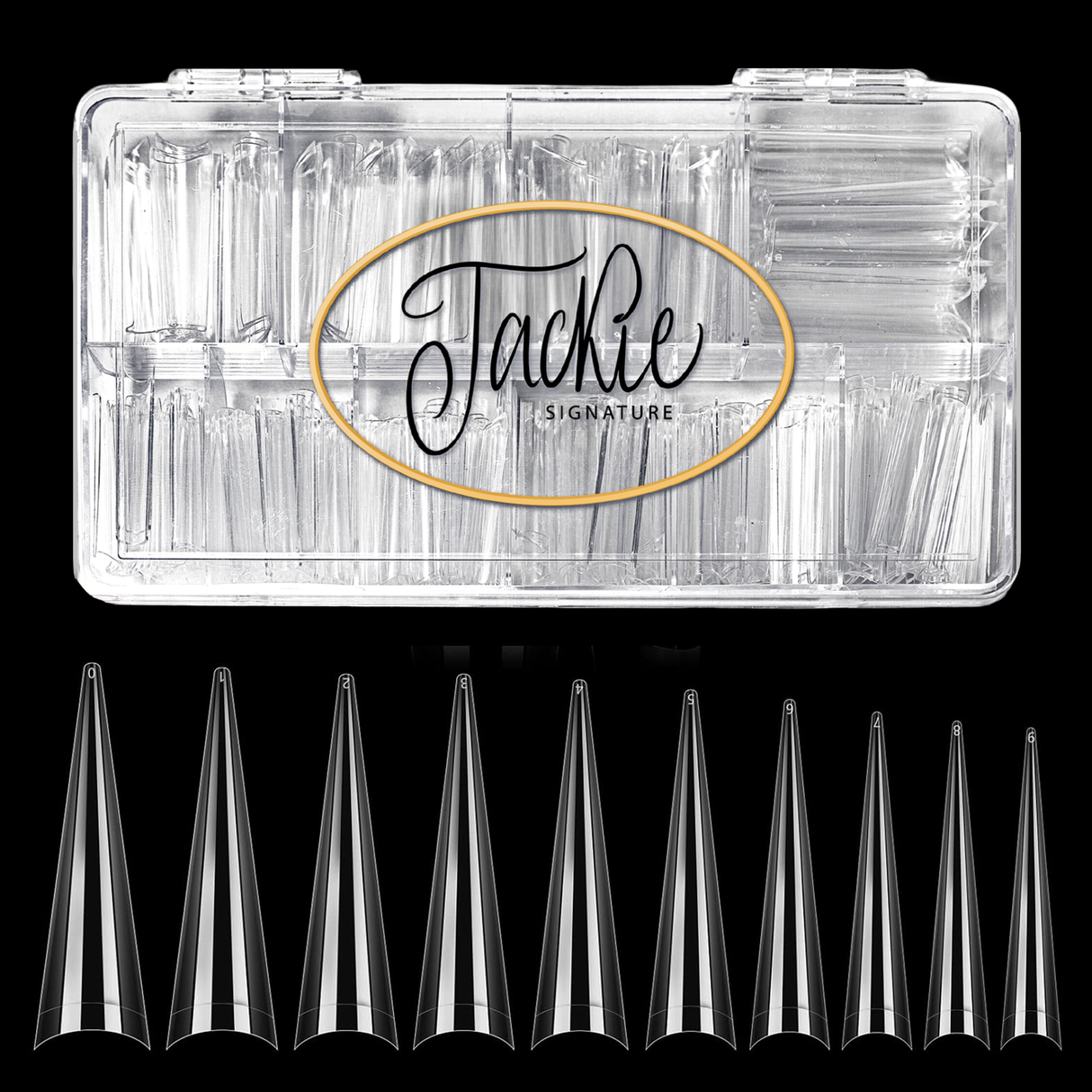 JACKIE SIGNATURE | NO C-CURVE NAIL TIP - CLEAR STILETTO | 3XL