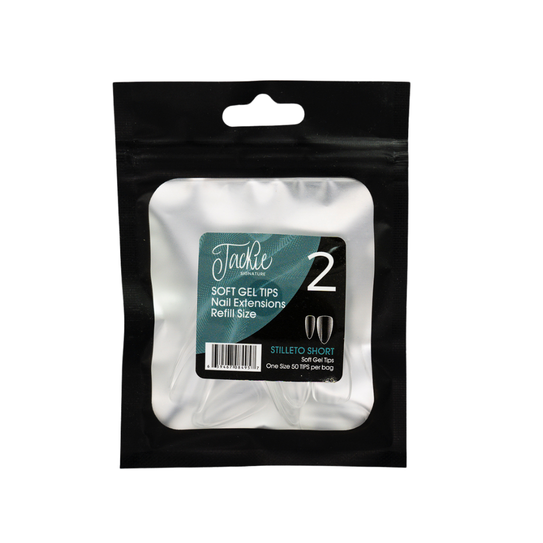 JACKIE SIGNATURE | SOFT GEL TIPS REFILL BAGS - STILLETO SHORT (50pcs)