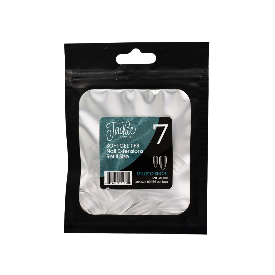 JACKIE SIGNATURE | SOFT GEL TIPS REFILL BAGS - STILLETO SHORT (50pcs)