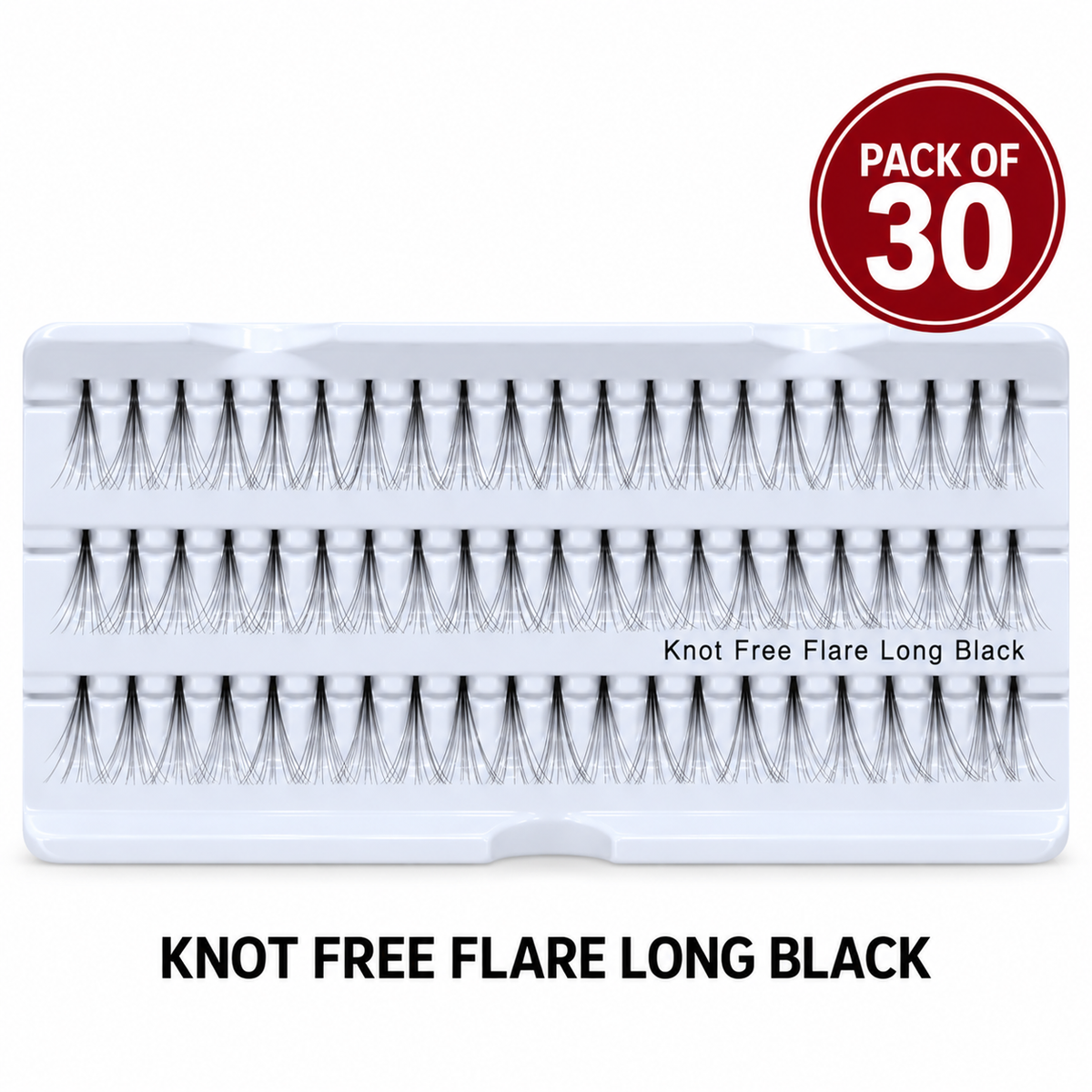 EYELASH - KNOT FREE FLARE LONG - BLACK | 30 PK