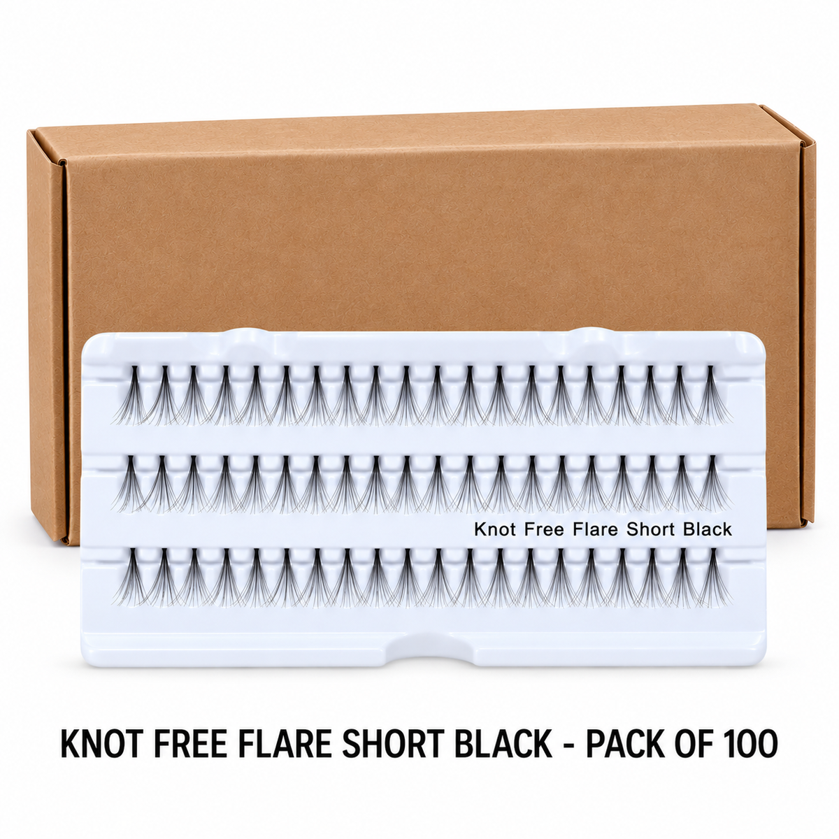 EYELASH - KNOT FREE FLARE SHORT - BLACK | 100 PK