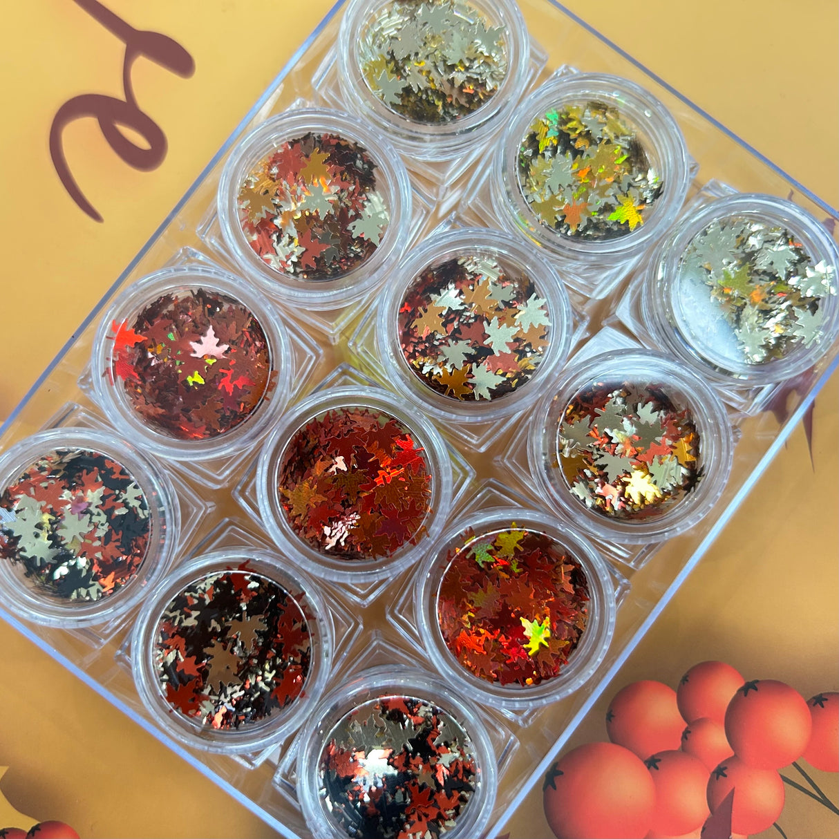 FALL NAIL CHARM | AUTUMN LEAF SEQUIN - 12 JARS