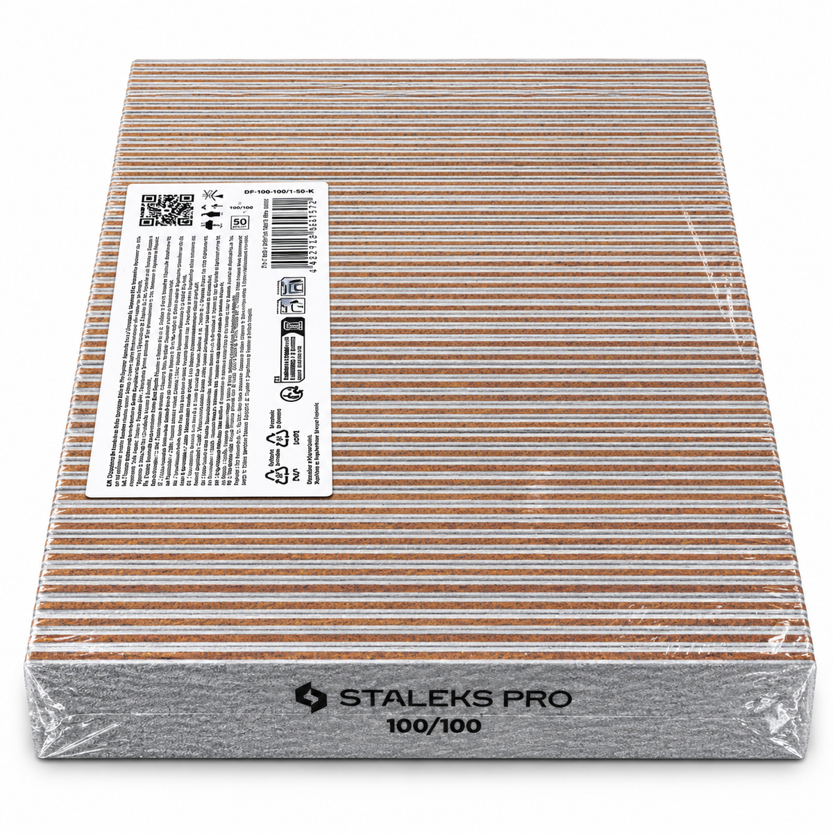 STALEKS | STRAIGHT WIDE MINERAL NAIL FILE | 100/100 GRIT - 50 PCS