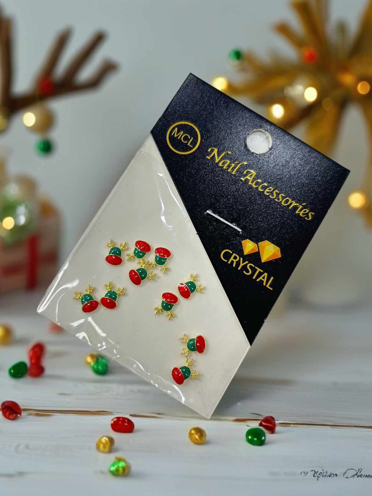 X'MAS NAIL CHARM | REINDEER (GREEN-RED) - 10 PCS