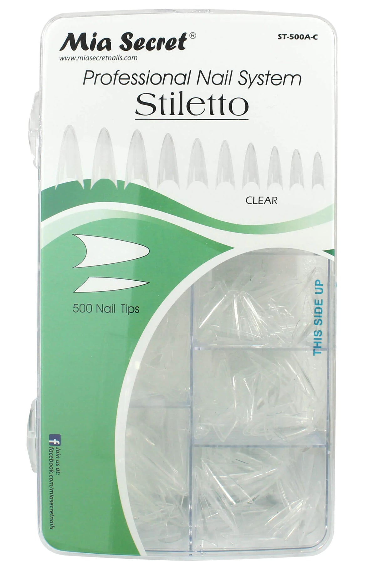 MIA SECRET | GEL TIPS STILETTO CLEAR 500 TIPS